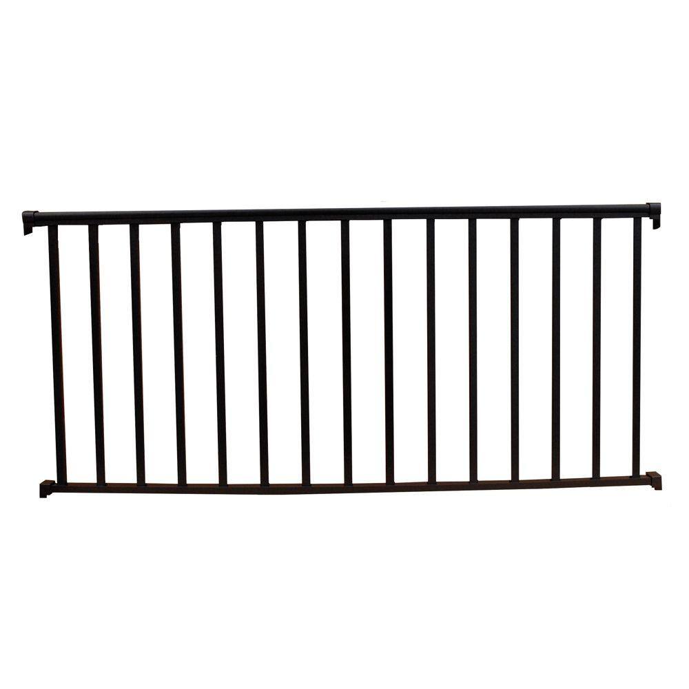 EZ Handrail 8 ft. x 36 in. Textured Black Aluminum Baluster Railing Kit EZ8RHB