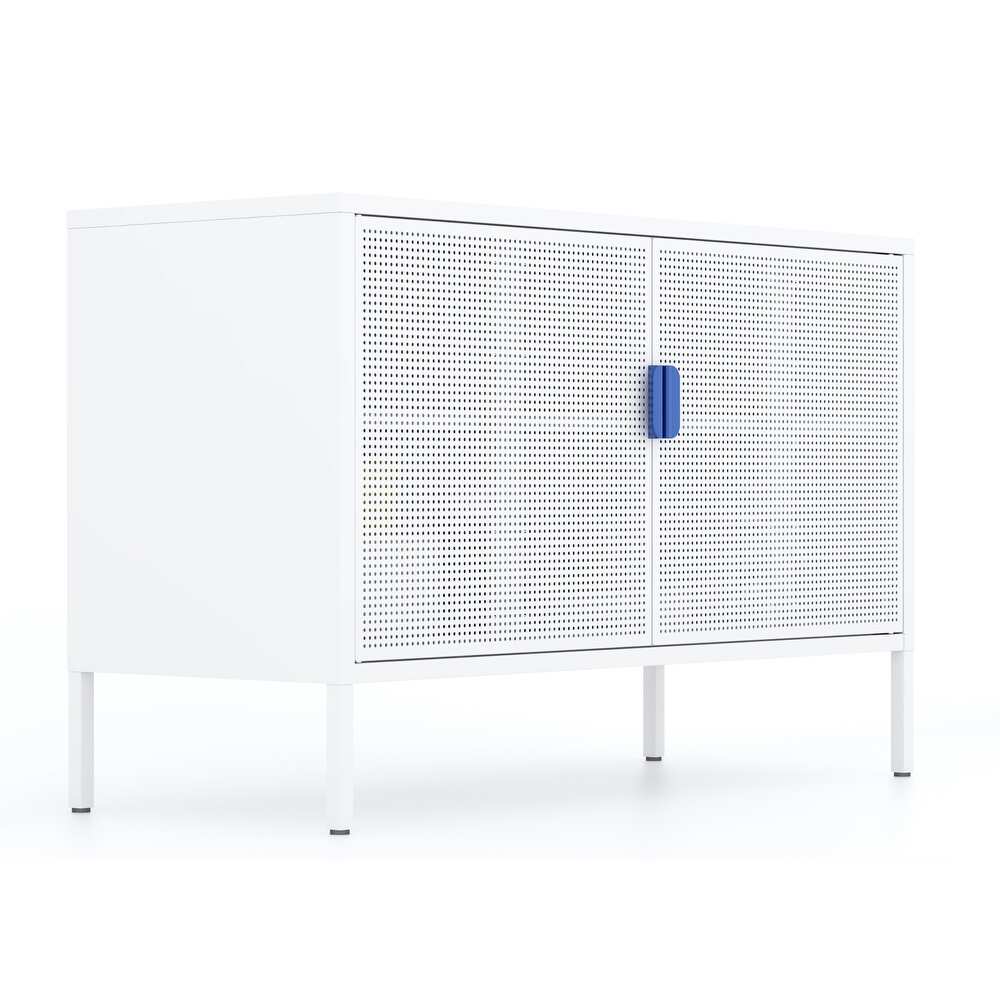 Modern Minimalist Metal Storage Cabinet with Adjustable Shelves and Independent Ventilation