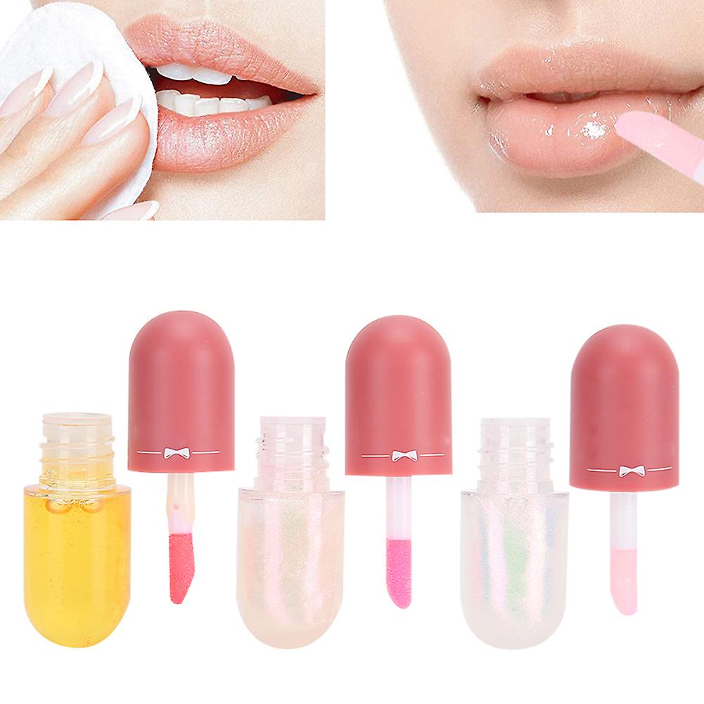 3pcs Clear Lip Glosses Moisturizing Lip Plump Oil Sexy Lip Serum Gloss Base For Makeup