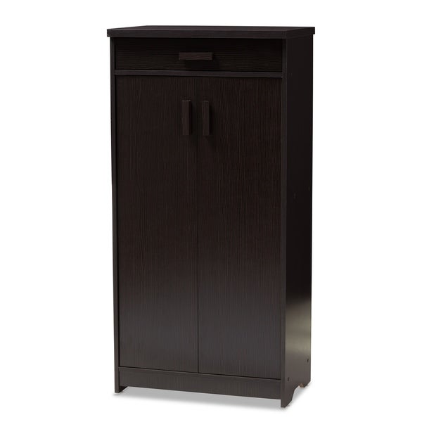 Contemporary Dark Brown Shoe Cabinet by Baxton Studio - - 22580565