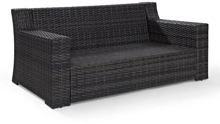 Beaufort Blue Mist and Wicker Patio Loveseat