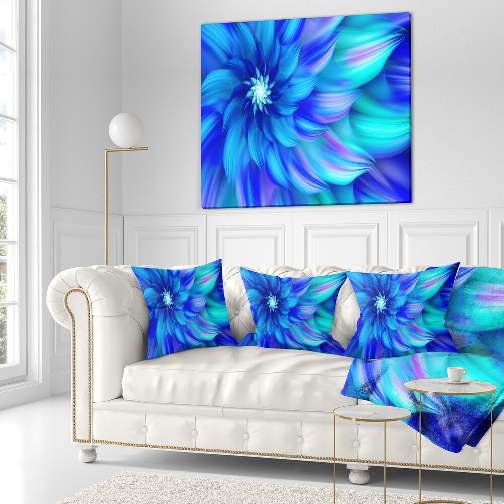 Designart 'Massive Blue Fractal Flower' Floral Throw Pillow