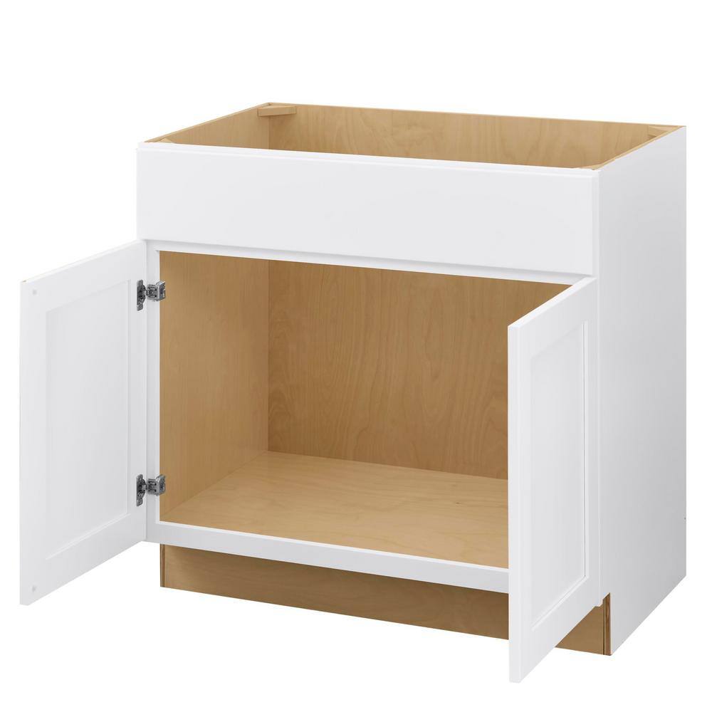 Hampton Bay Avondale Shaker Alpine White Ready to Assemble Plywood 36 in Sink Base Kitchen Cabinet (36 in W x 34.5 in H x 24 in D) SB36