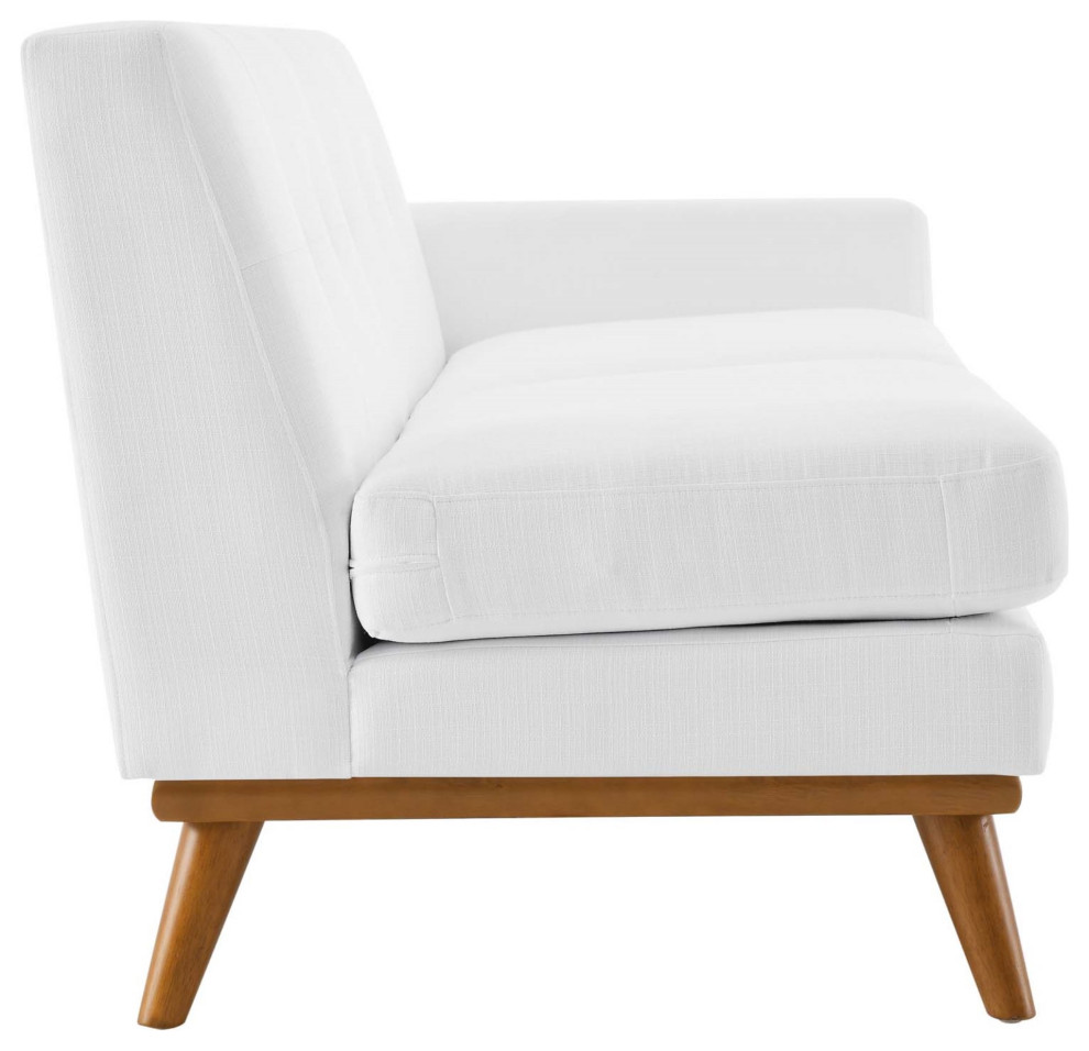 Mid Century Sectional Sofa  Rubberwood Base With Angled Tapered Legs  White   Midcentury   Sectional Sofas   by Decorn  Houzz