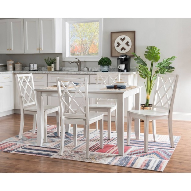 5pc Harleau Solid Wood Dining Set White Powell