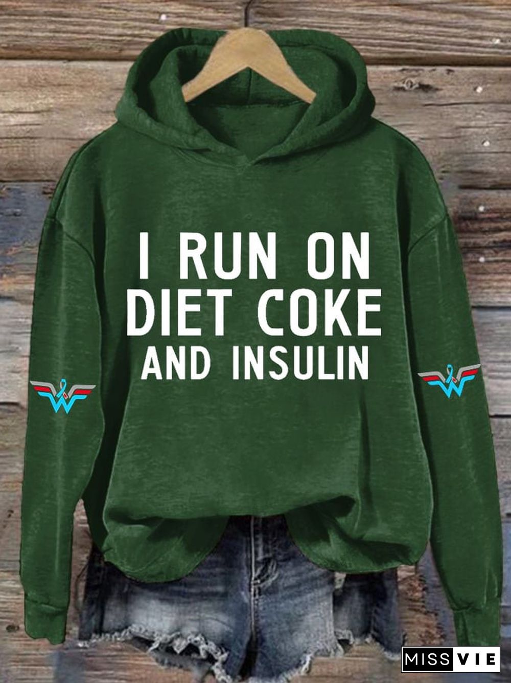 Women's Casual I Run On Diet Coke And Insulin Printed Hooded Sweatshirt