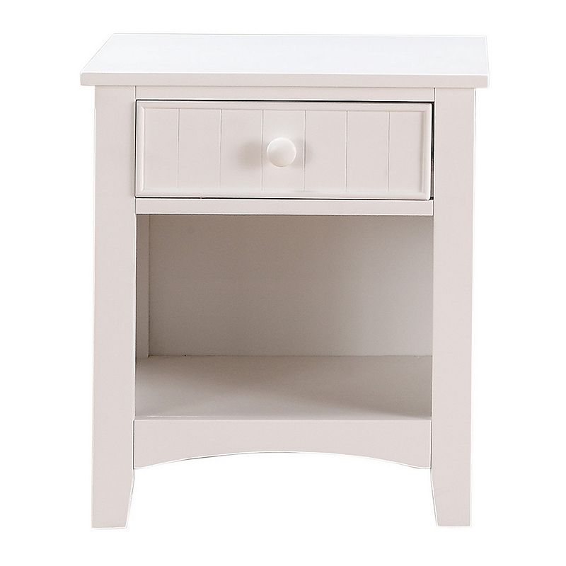 Wooden Night Stand With Bottom Open Shelf， White