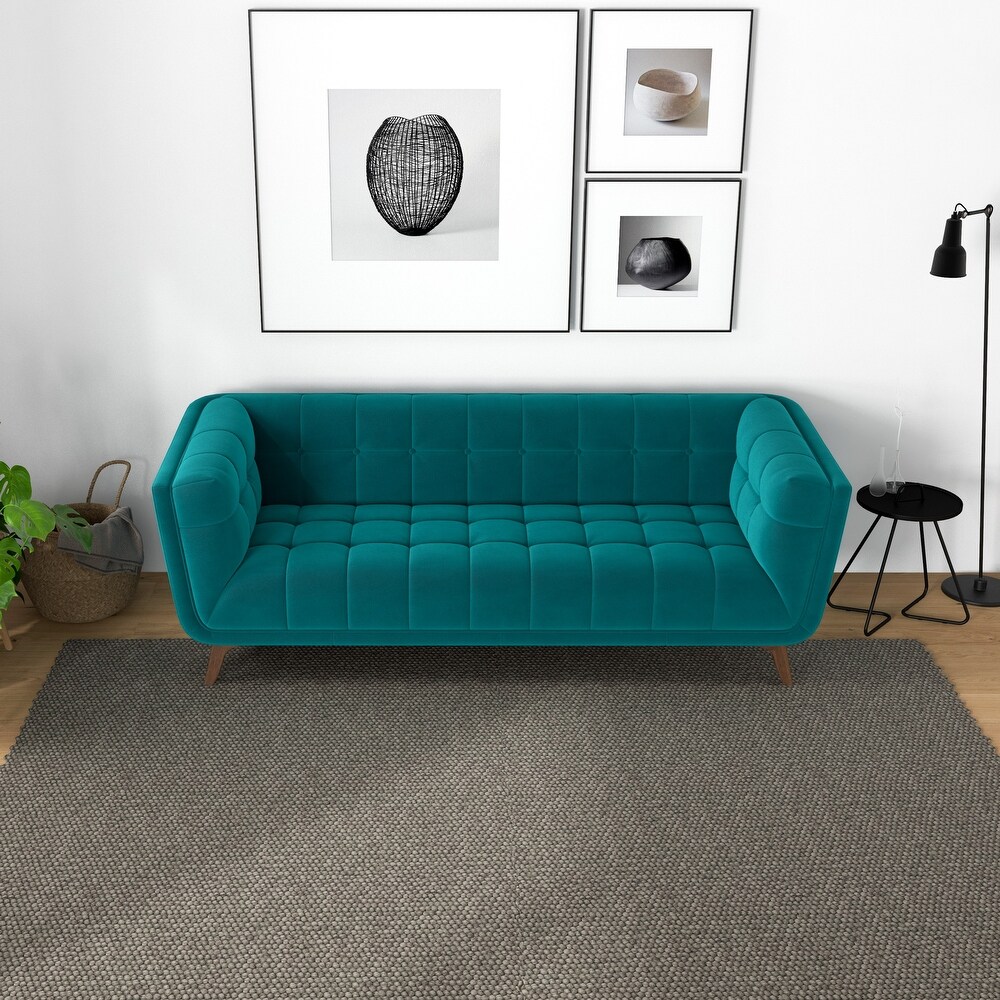 Kameron Mid Century Modern Style Channel Tufted Sofa Couch for Living Room