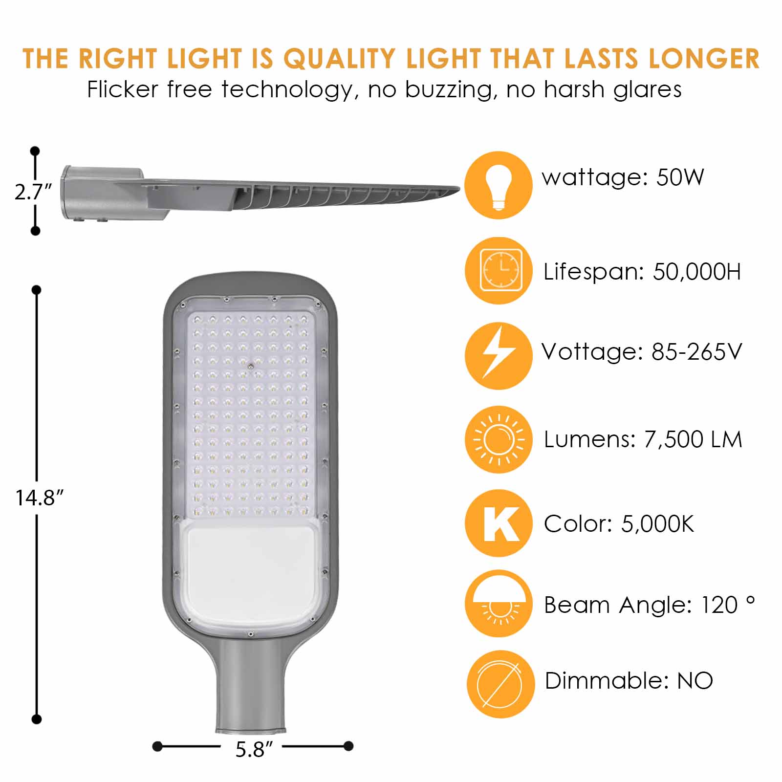 LED Parking Lot Lights 50w， With Dusk To Dawn Photocell