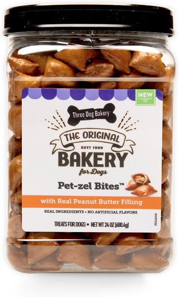 Three Dog Bakery Pet-zel Bites With Real Peanut Butter Dog Treats