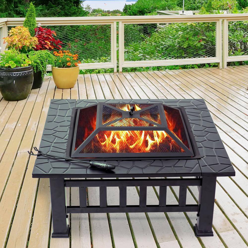 Durango 32 in. x 16.9 in. Square Steel Charcoal Fire Pit 141009