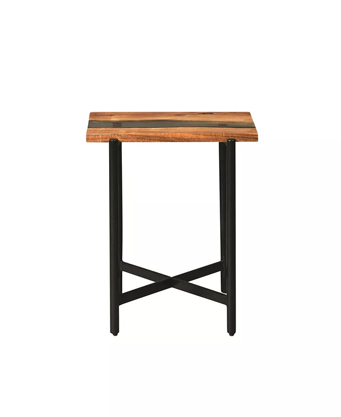 Alaterre Furniture Rivers Edge Acacia Wood and Acrylic Nesting End Tables Set