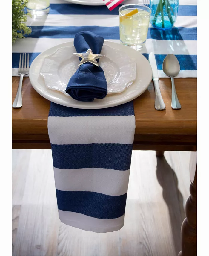 Design Imports Nautical Blue Cabana Stripe Outdoor Table Runner 14 X 108