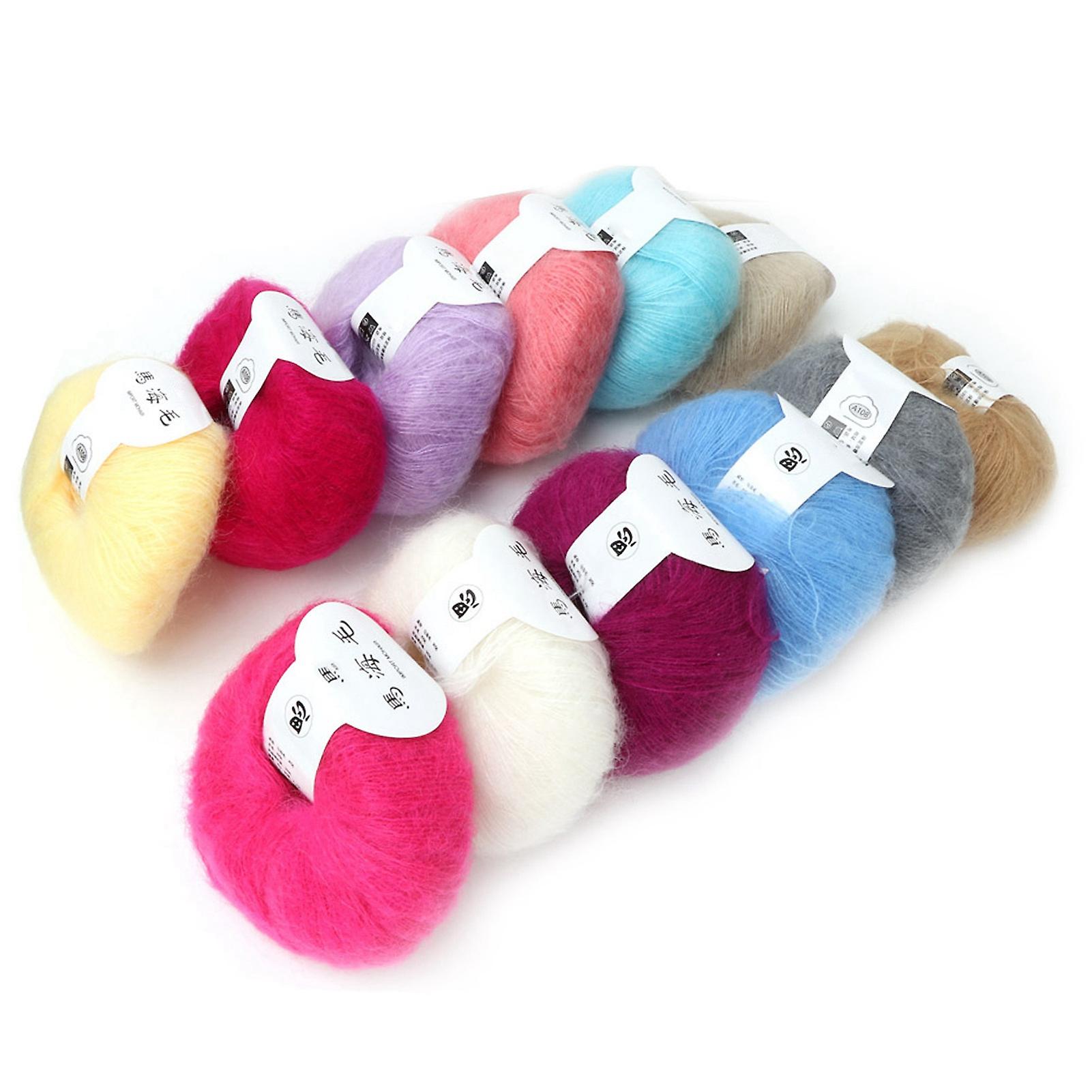 Popular Soft  Mohair Pashm Knit Angora Long Wool Yarn Hot (12 Colors A Set)