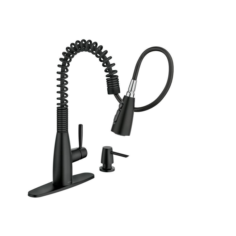 MOEN Springvale Single-Handle Pull-Down Sprayer Kitchen Faucet with Reflex and Power Boost in Matte Black 87998BL