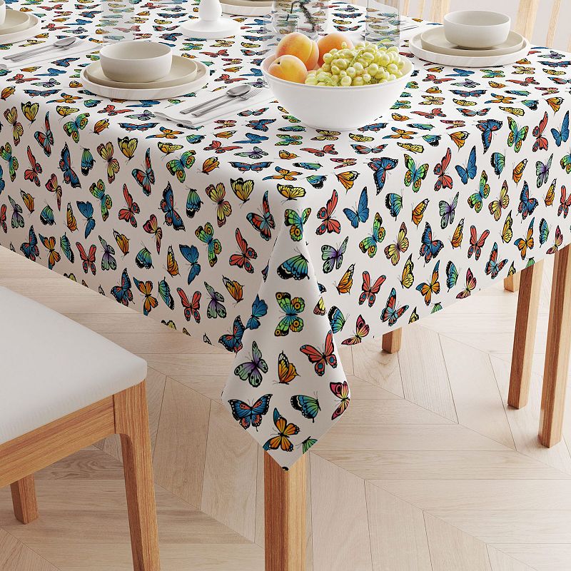 Square Tablecloth， 100% Cotton， 60x60， Butterflies in Bold Colors