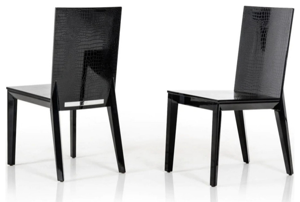 Potter Black Crocodile Dining Chair  Set of 2   Contemporary   Dining Chairs   by V.S.D Furniture  Houzz