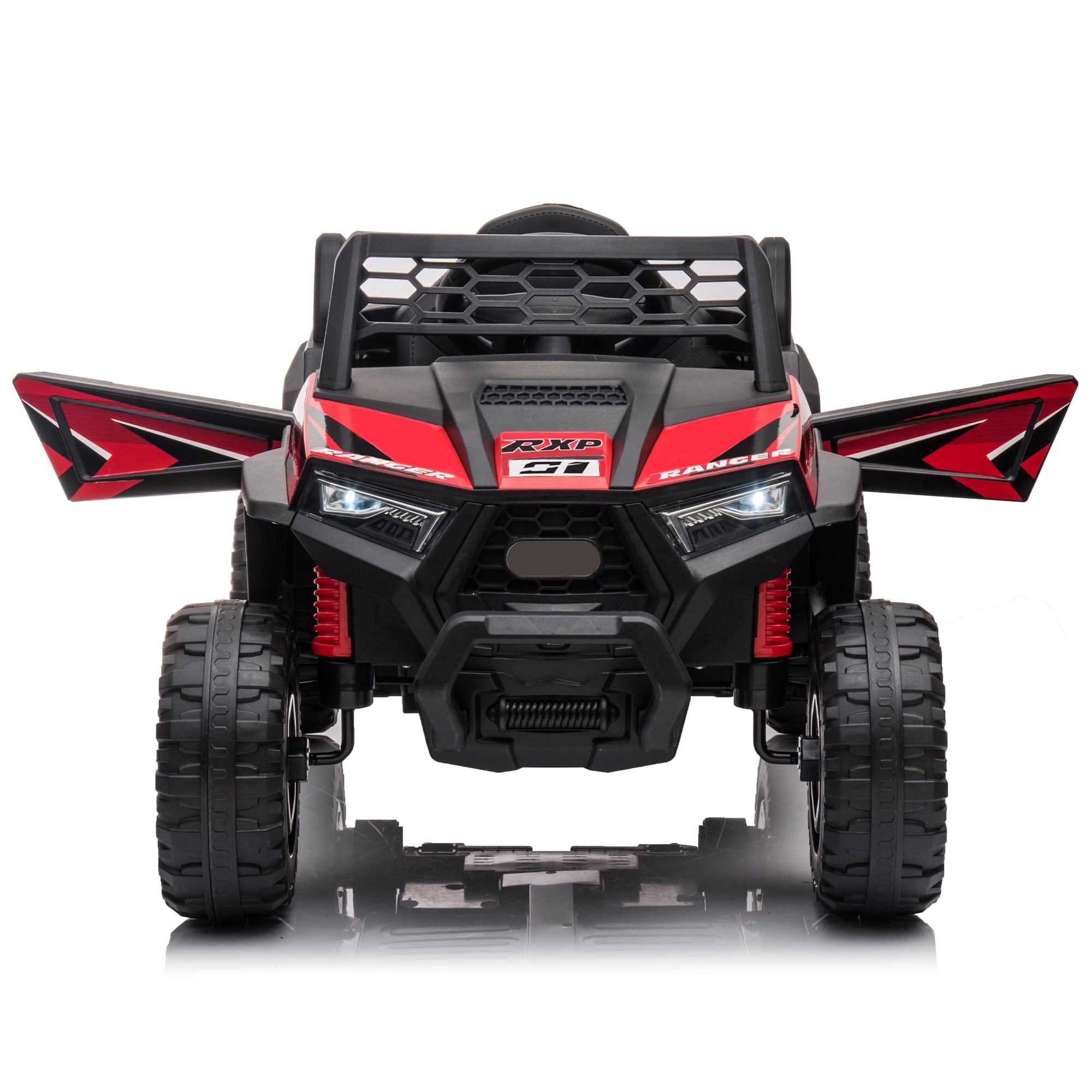 12V Atv Ride Ons for Boys, Electric Off-Road UTV with Front LED Lights and Horn, Kids UTV for 3-6 Years Girls Boys-Red