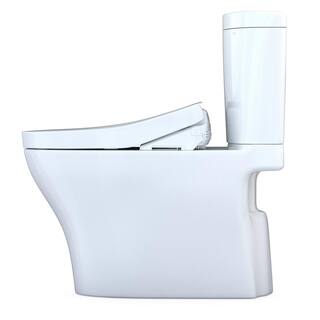 TOTO Aquia IV Arc 2-Piece 0.91.28 GPF Dual Flush Elongated Comfort Height Toilet in Cotton White S500E Washlet Seat Included MW4483046CEMFGN#01