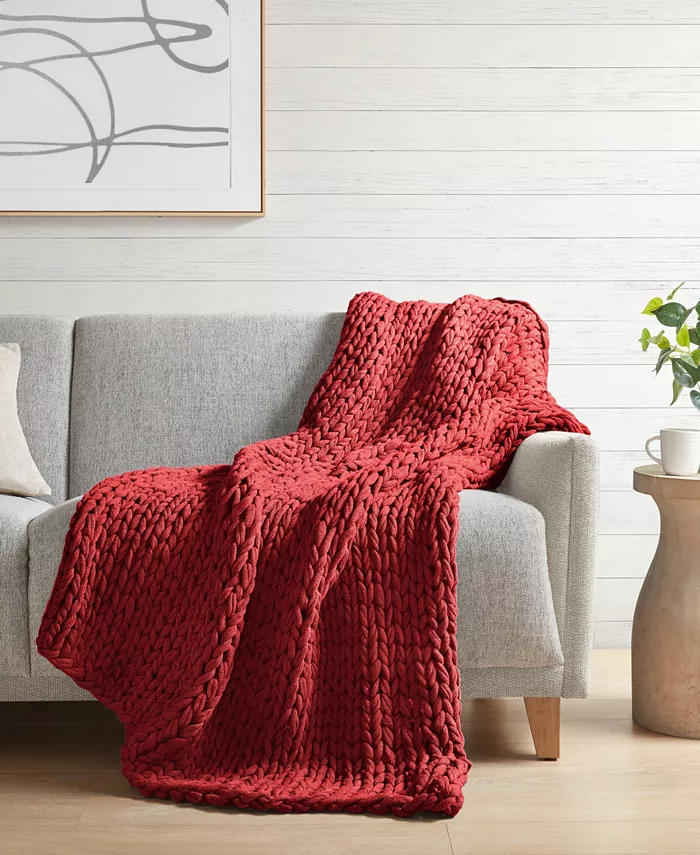 Madison Park Chunky-Knit Handmade Throw， 50