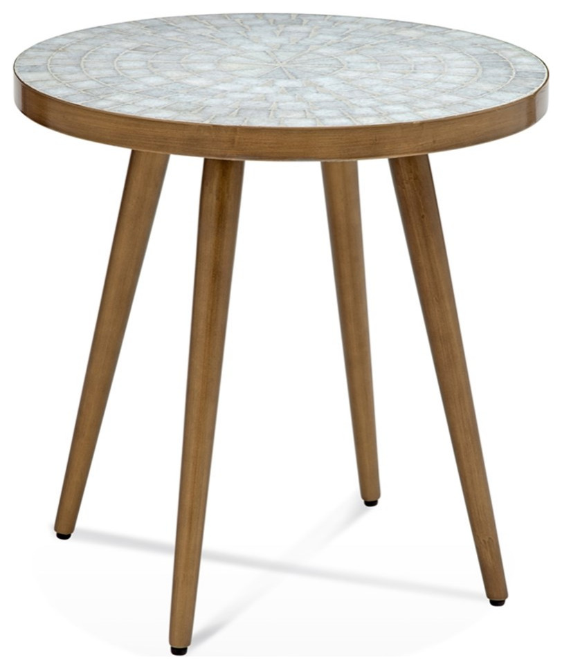 Maklaine Modern / Contemporary Marble Round End Table in White   Midcentury   Side Tables And End Tables   by Homesquare  Houzz