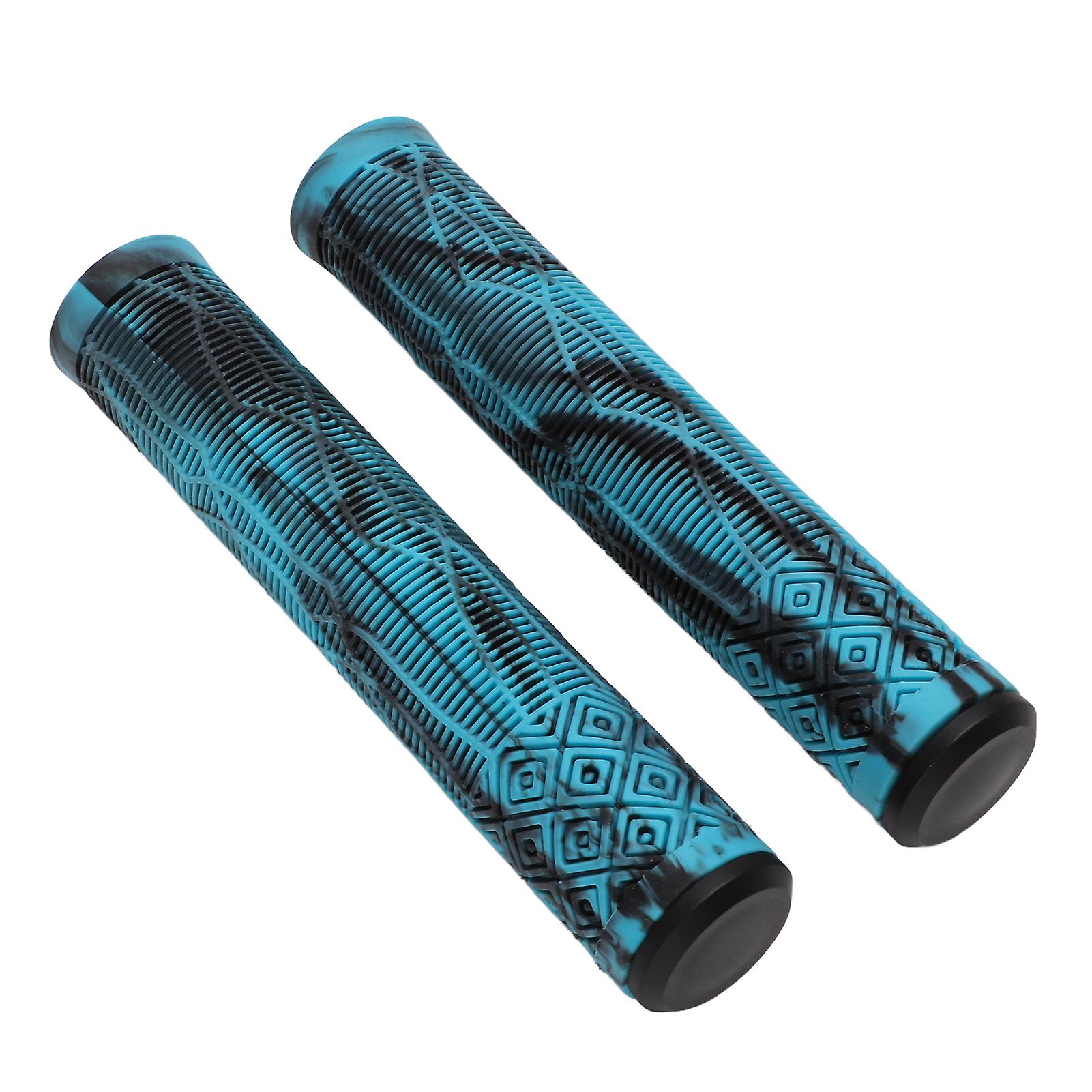 Mtb Bicycle Grip 22.2mm Tpe Rubber Handlebar Cover Soft Antislip Handle Grip With Lock Bar Endblue Black