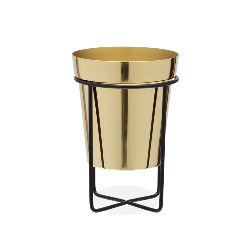 Top Selling Indoor Outdoor Decoration Flower Pot Planter Cheap Direct Factory Price Gold Plated Metal Planter