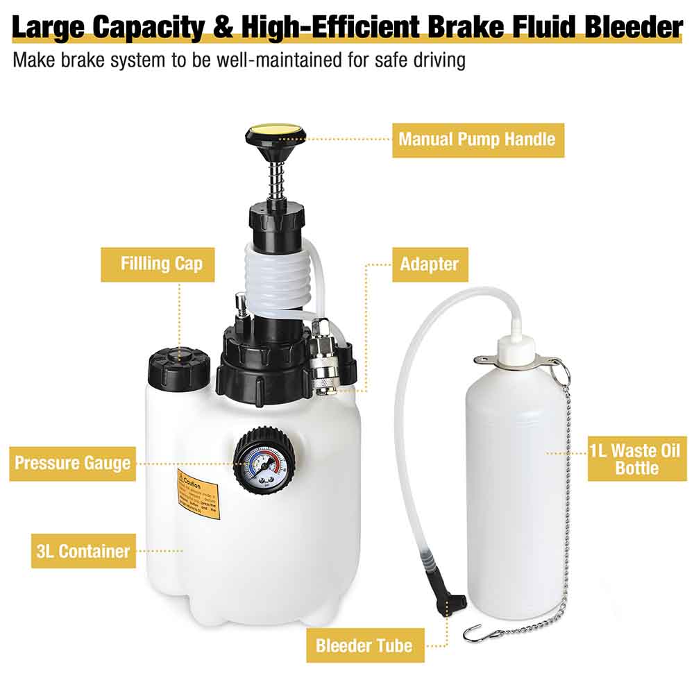 Yescom Brake Pressure Bleeder with Hand Pump & 3L Refill Tank