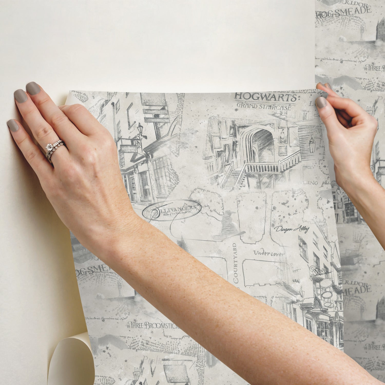 Harry Potter Map Peel & Stick Wallpaper in Taupe