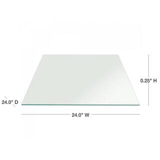 Fab Glass and Mirror 24 in. Clear Square Glass Table Top 14 in. Thick Flat Polished Tempered Eased Corners 24SQR6THFLTE