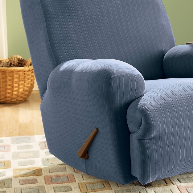 Stretch Poly Striped Recliner Slipcover French Blue Sure Fit