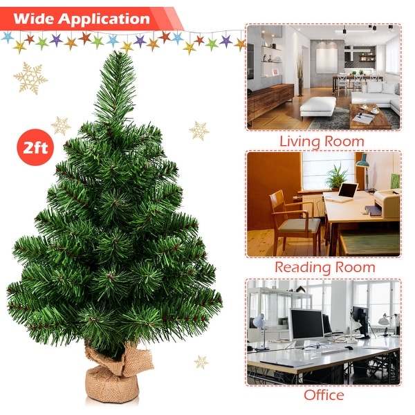 Costway 2Ft Season Decoration PVC Artificial Small Christmas Tree