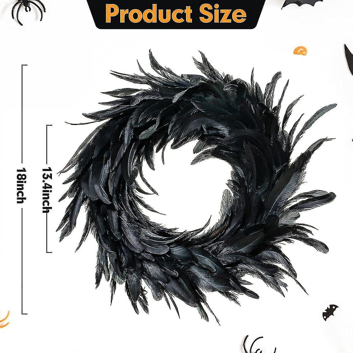 18 Inch Black Feather Wreath，christmas Decoration，thanksgiving Artwork