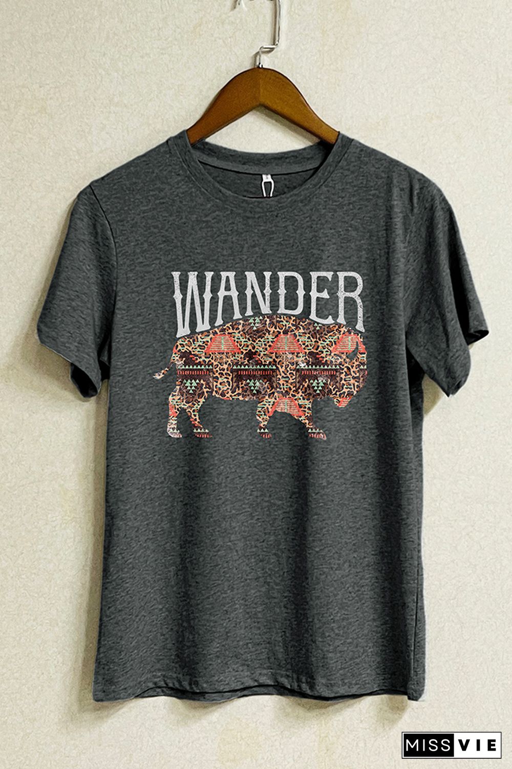 Wander Buffalo Southwestern Print Short Sleeve Graphic Tee Wholesale