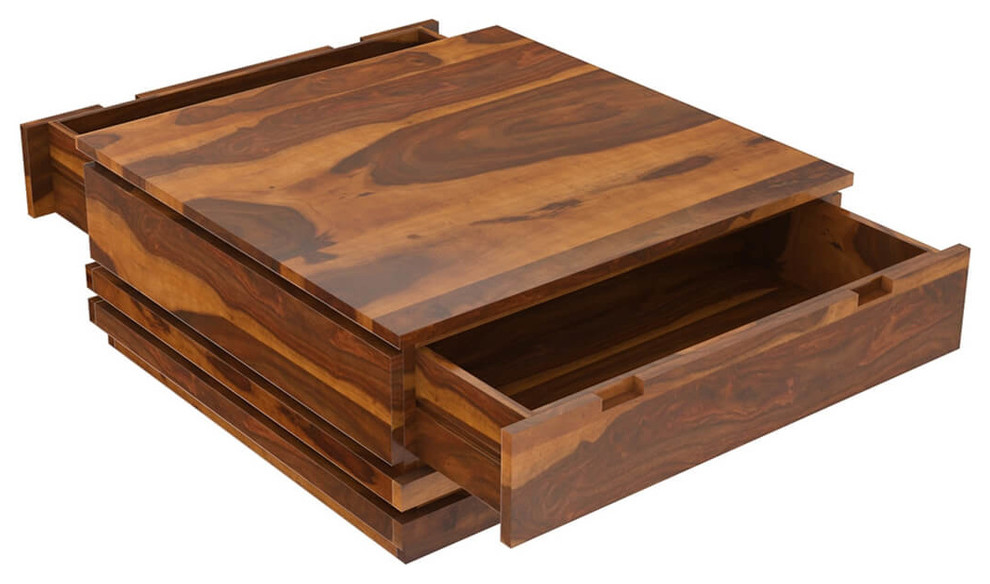 Modern Simplicity Rustic Solid Wood Coffee Table with 2 Drawers   Rustic   Coffee Tables   by Sierra Living Concepts Inc  Houzz