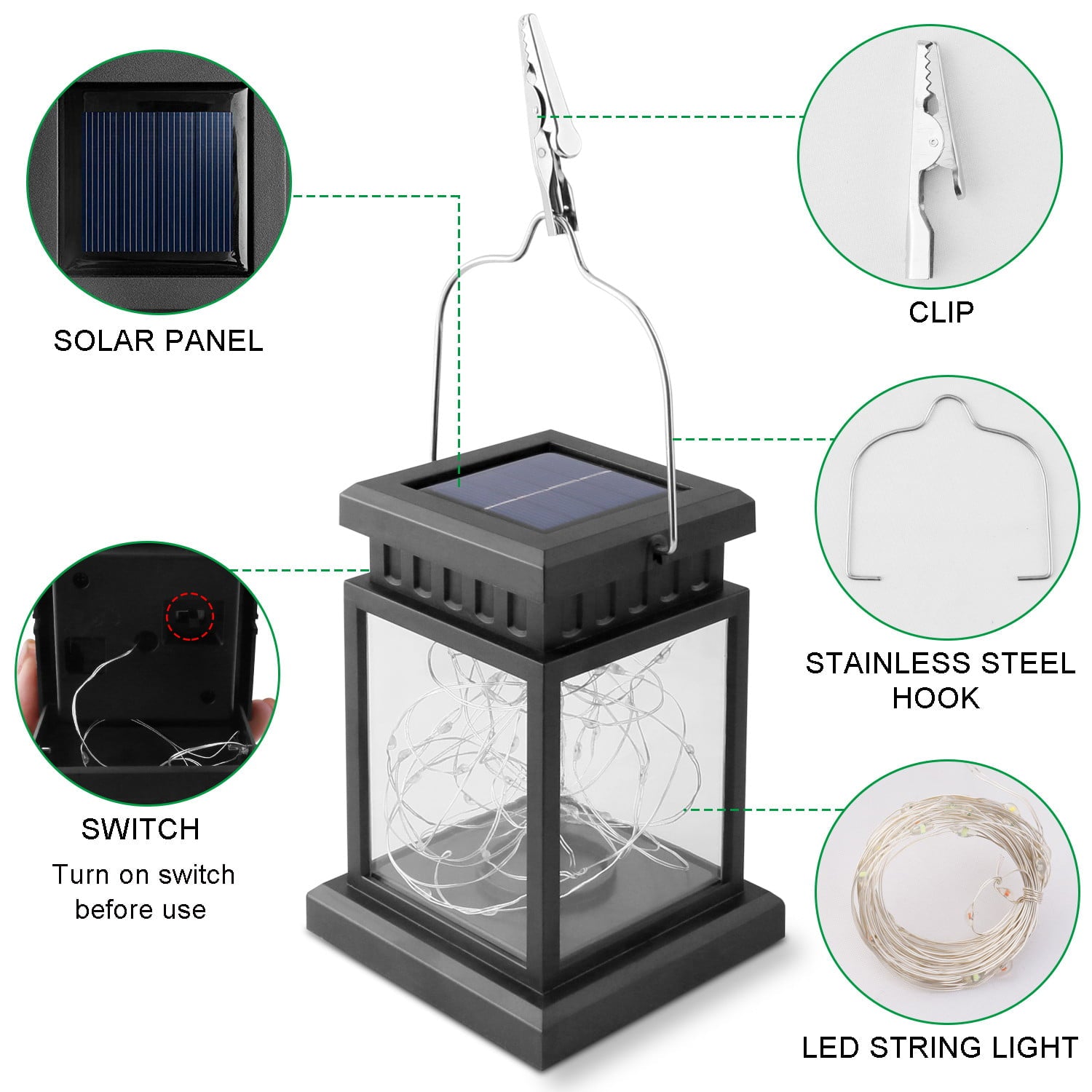 Elegant Choise Solar Lights Outdoor with Light String Waterproof Lighting for Garden Landscape