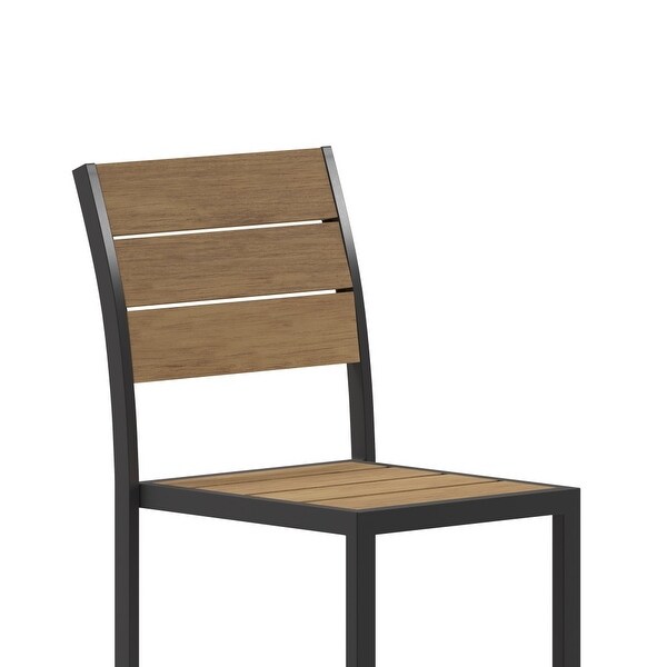 Commercial Grade Outdoor Faux Teak Armless Patio Dining Chair