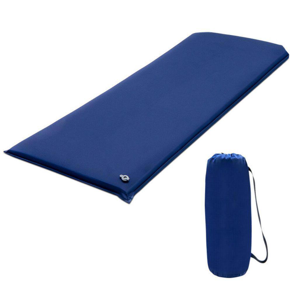 Afoxsos 75 in. L x 28 in. W Blue Outdoor Portable Sleeping Pad Lightweight Self-Inflating Sleeping Mat for Hiking Camping HDDB1770