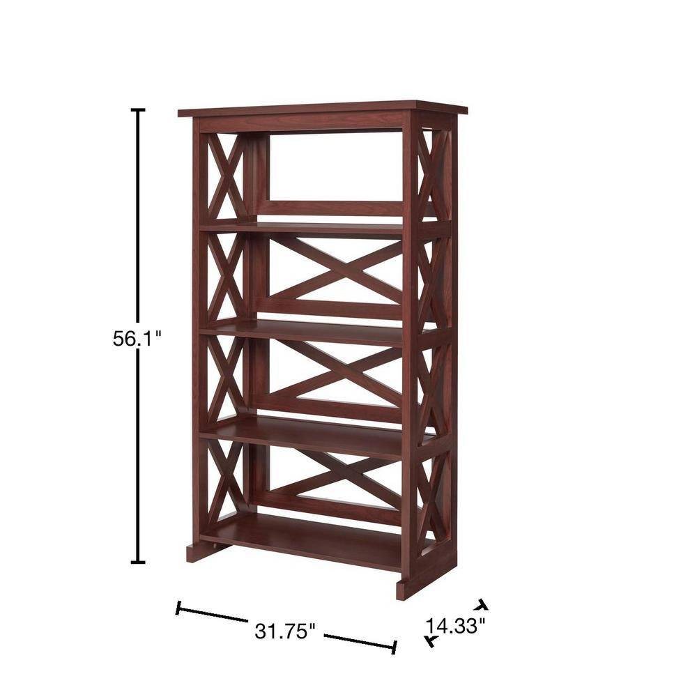 StyleWell Waybury 56 in. Warm Chestnut Brown Wood 4-Shelf Bookcase with Open Back HS202010-21