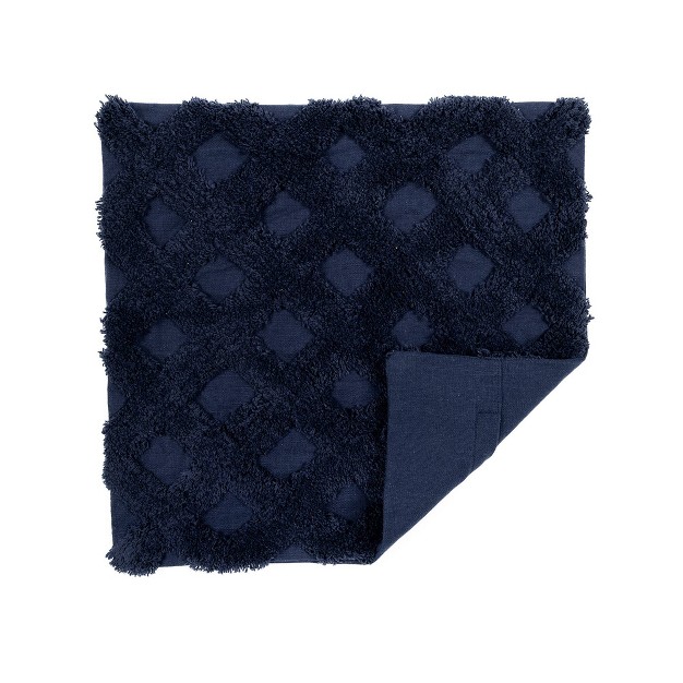 Oversize Tufted Diagonal Family friendly Square Pillow Cover Navy Lush D cor