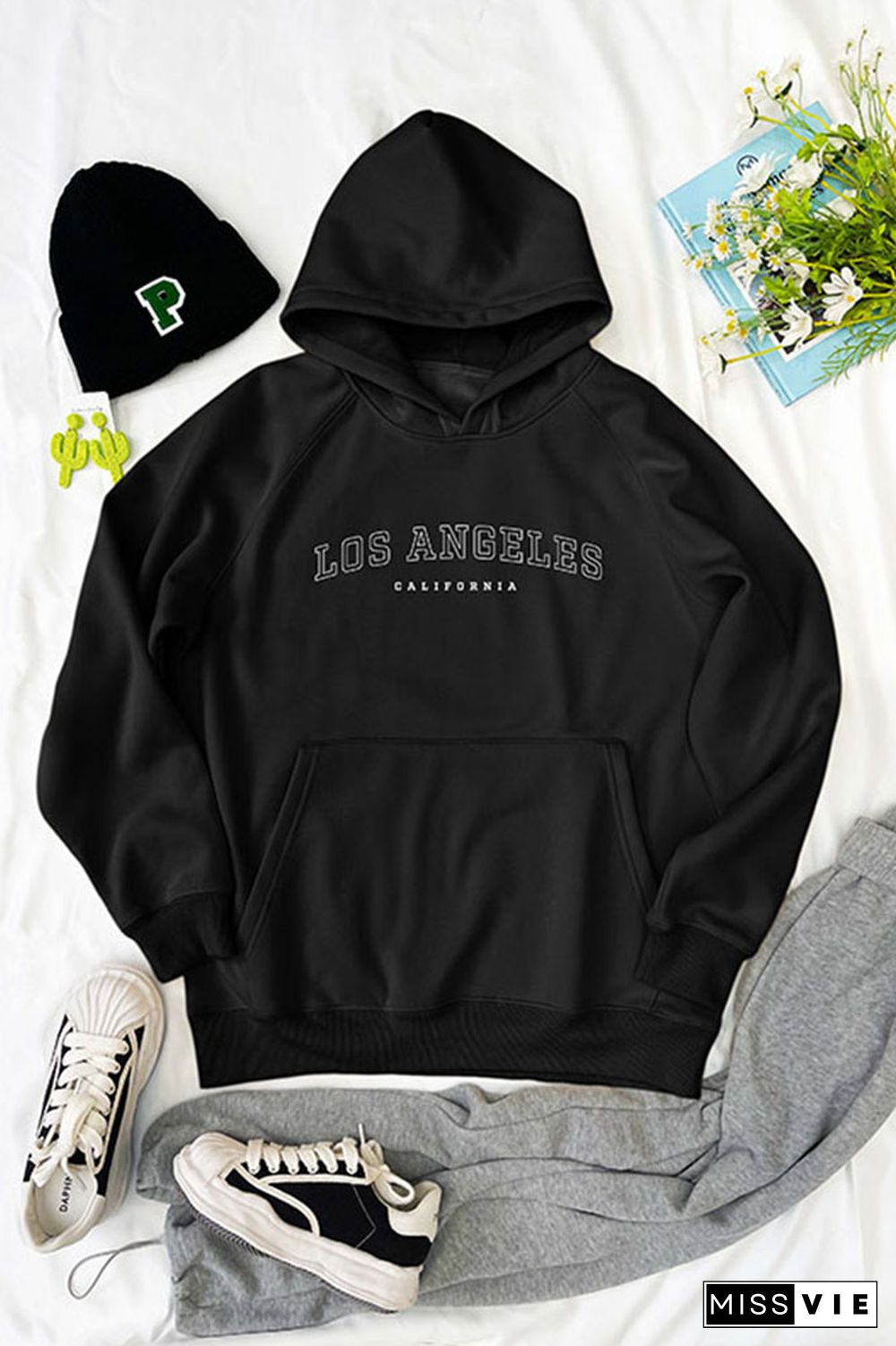 Los Angeles California Graphic Pocket Thermal Lined Hoodie Wholesale