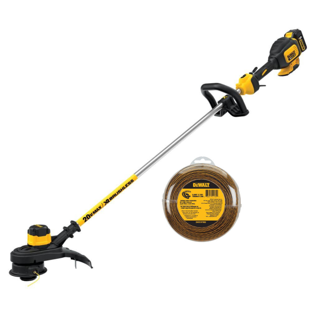 DEWALT 20V Max Brushless String Trimmer and Trimmer Line (0.080 In. x 225 Ft.) Plus 20V Max 5Ah Lithium Ion Battery DCST920P1DWO1DT802 from DEWALT