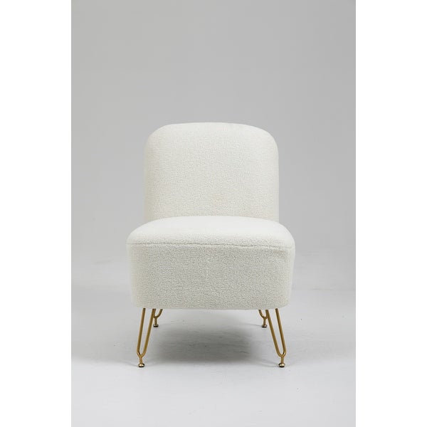 Velvet Accent Chair Leisure Single Reading Armless Chair， Gloss White