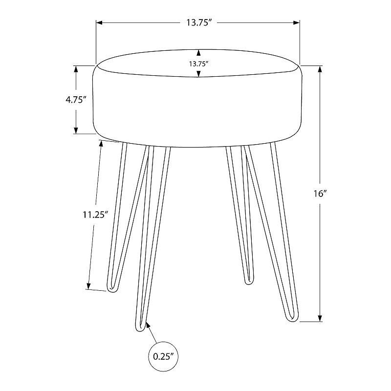 Monarch Ottoman Upholstered Foot Stool with Hairpin Legs