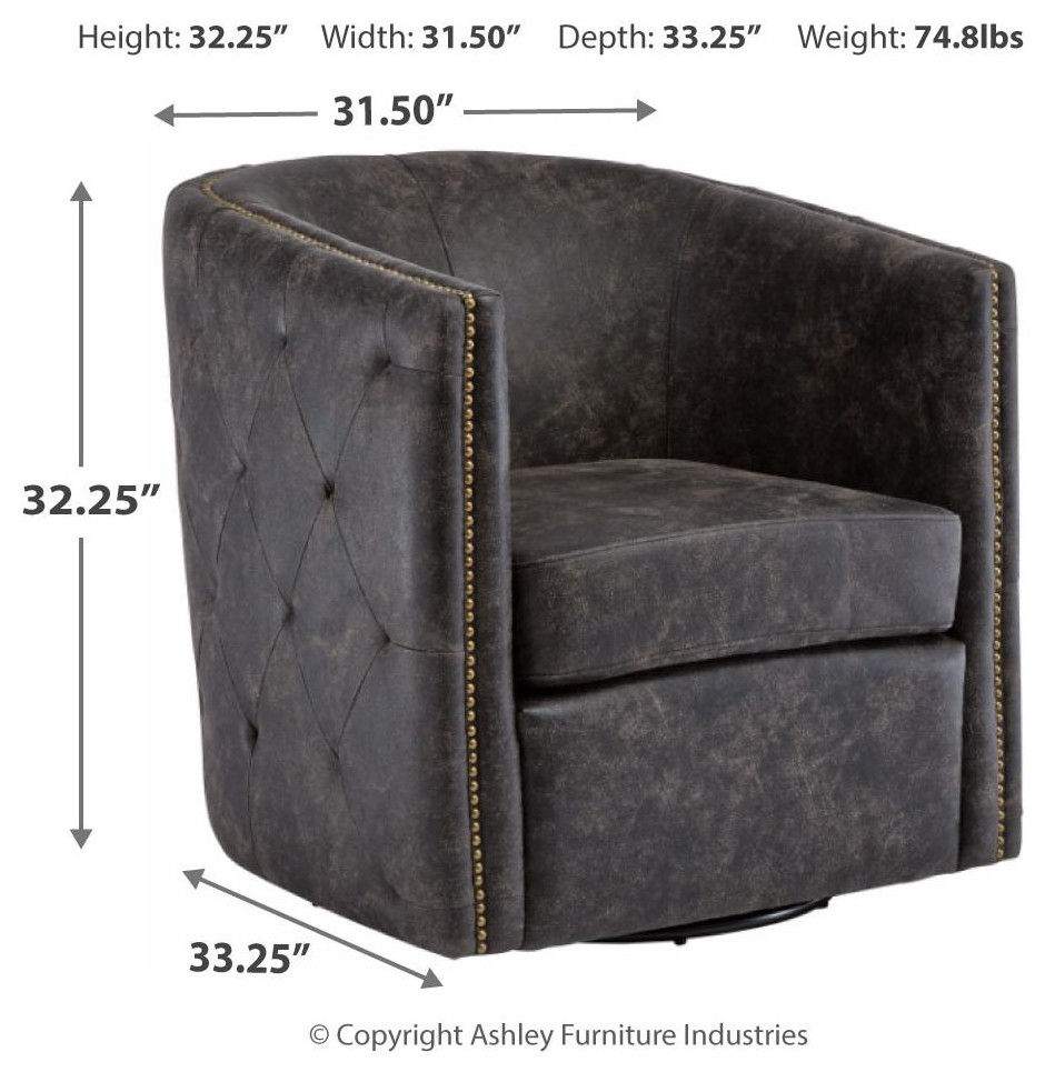 Brentlow Distressed Black Swivel Chair   Transitional   Armchairs And Accent Chairs   by Ashley Furniture Industries  Houzz