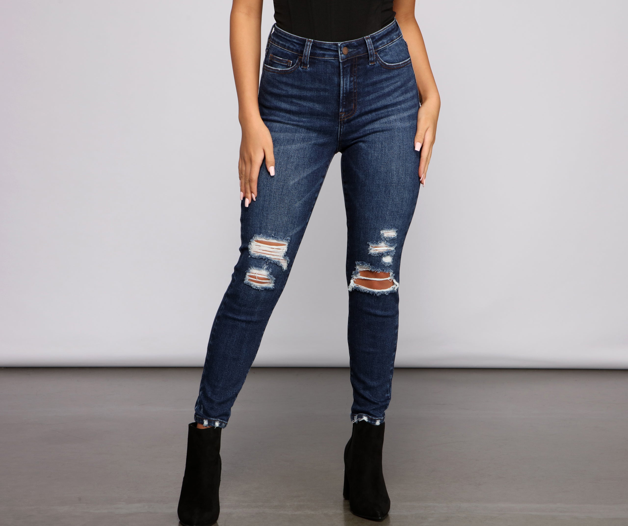 So Extra High Rise Destructed Skinny Jeans