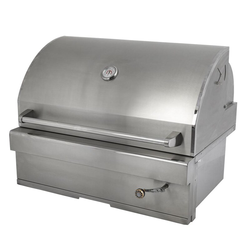 Turbo 32-Inch Built-In Stainless Steel Charcoal Grill  With Adjustable Charcoal Tray