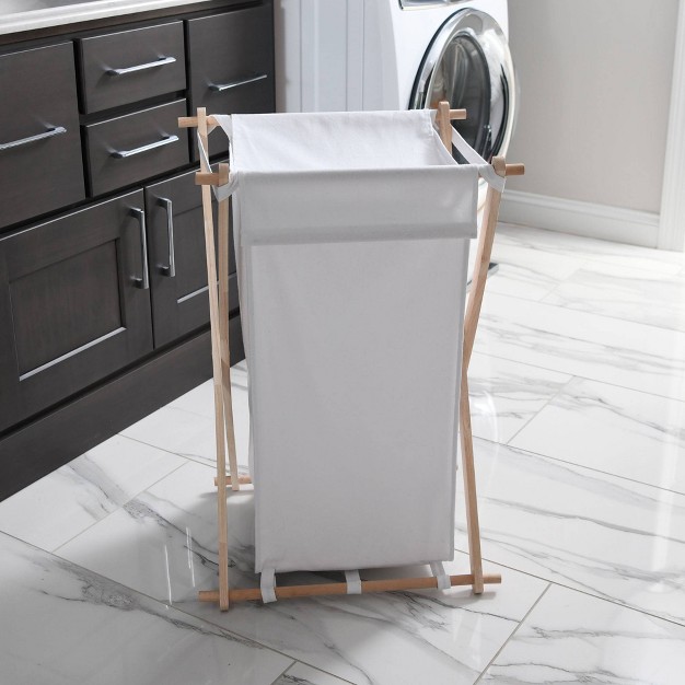 Household Essentials Wood X frame Hamper White