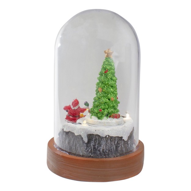 Lighted Santa And Christmas Tree Cloche Style Decoration