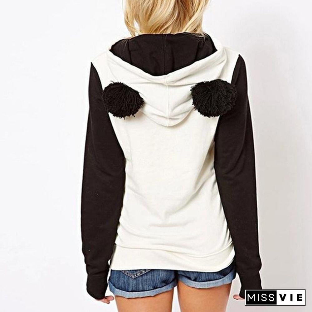 hoodie sweatshirt Women Panda Fleece Pullover Hoodie Sweatshirts Jumper Hooded Sweater Coat Tops